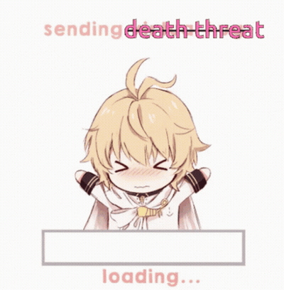 A Loading Bar With Hearts And The Words Sending Death Threat On It GIF