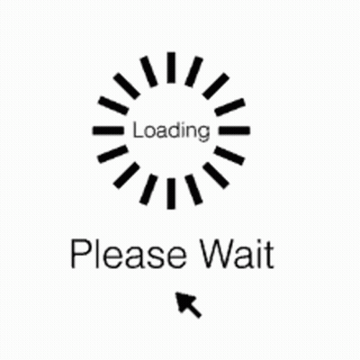 A Loading Bar With The Words `` Please Wait '' And An Arrow . GIF
