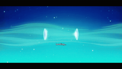 A Loading Screen For A Video Game Shows A Blue Background GIF