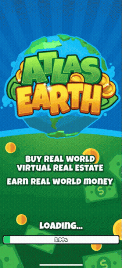 A Loading Screen For Atlas Earth Shows That The Game Is Being Downloaded GIF