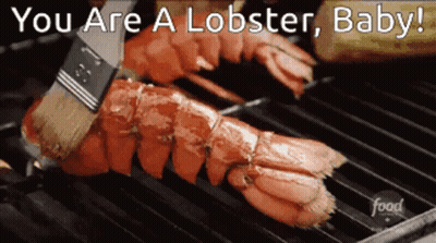 A Lobster Is Being Cooked On A Grill With The Words You Are A Lobster Baby GIF