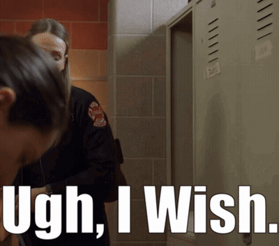 A Locker With A Sign That Says ' Ugh I Wish ' On It GIF