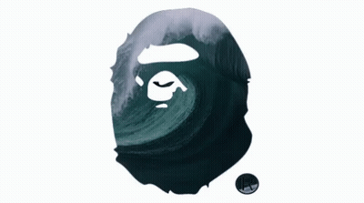 A Logo For A Brand Called A Bathing Ape With A Wave Behind It GIF