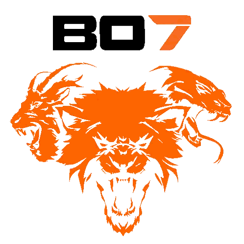 A Logo For A Company Called Bo7 With A Lion With Three Heads Sticker
