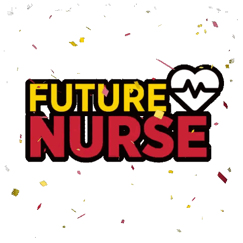 A Logo For A Future Nurse With Confetti Falling Around It Sticker