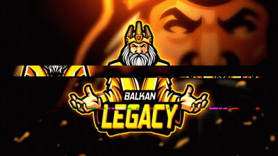 A Logo For A Game Called Balkan Legacy With A King On It GIF