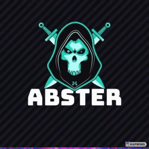 A Logo For Abster With A Skull In A Hood GIF