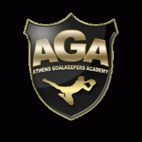 A Logo For Aga Athens Goalkeepers Academy Is Shown GIF
