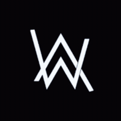 A Logo For Alan Walker Is Shown On A Dark Blue Background GIF