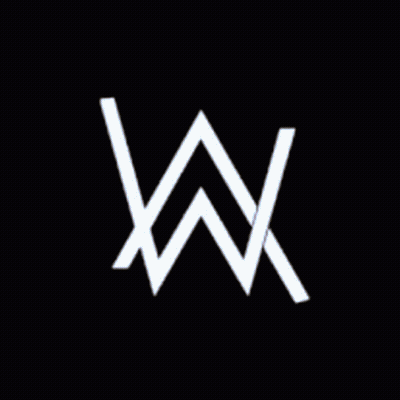 A Logo For Alan Walker Is Shown On A Dark Blue Background GIF