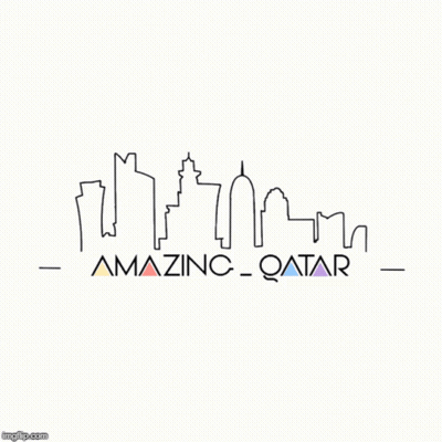 A Logo For Amazing Qatar Fashion With A City Skyline In The Background GIF