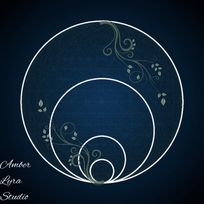 A Logo For Amber Lyra Studio Shows A Circle With Leaves On It GIF