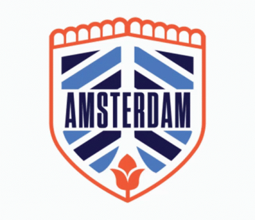 A Logo For Amsterdam With A Flower In The Center GIF