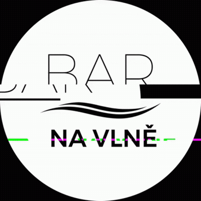 A Logo For Bar Na Vlne With A Green And Pink Stripe GIF