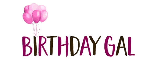 A Logo For Birthday Gal With Pink Balloons And Pink Flags Sticker