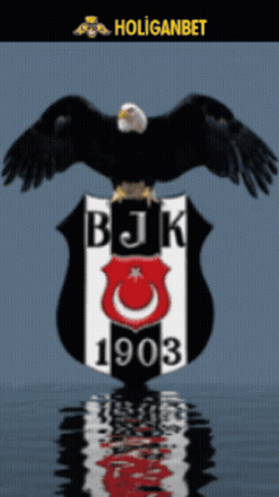 A Logo For Bjk 1903 With A Bald Eagle On Top GIF