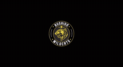 A Logo For Bushido Wildcats With A Tiger Head In The Center GIF