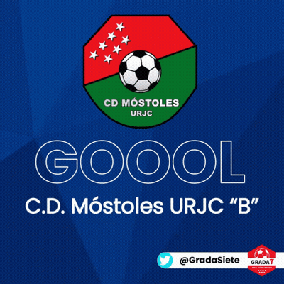 A Logo For Cd Mostoles Urjc With A Soccer Ball GIF