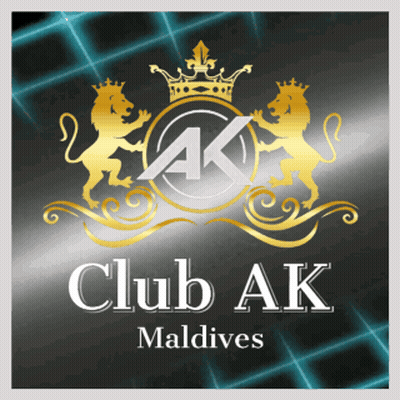A Logo For Club Ak Maldives With A Crown And Lions GIF