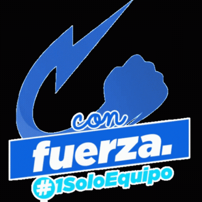A Logo For Con Fuerza # 1Soloequipo With A Blue Lightning Bolt GIF