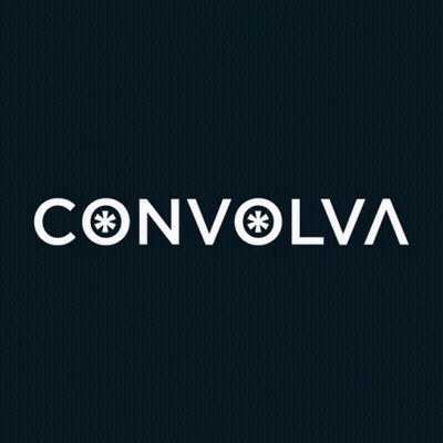 A Logo For Convolva Is Shown On A Dark Background GIF