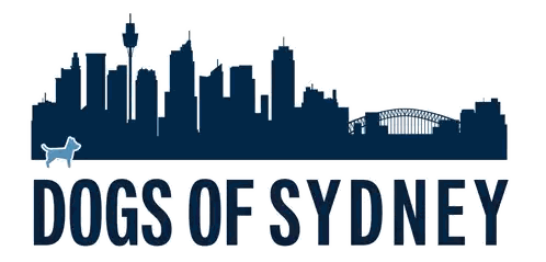 A Logo For Dogs Of Sydney With A City Skyline And A Dog Sticker