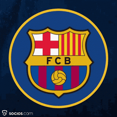 A Logo For Fcb With A Soccer Ball In The Center GIF