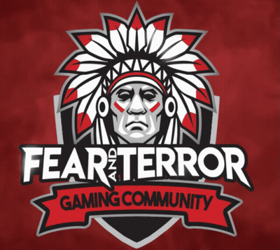 A Logo For Fear Terror Gaming Community With A Native American GIF