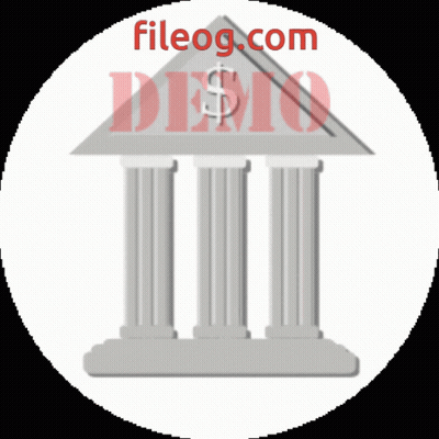 A Logo For Fileog.com Shows A Bank Building With Three Columns GIF