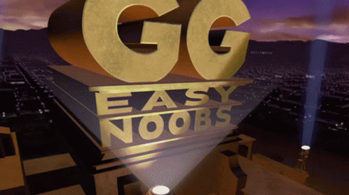 A Logo For Gg Easy Noobs Is Projected On A Building GIF