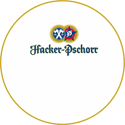 A Logo For Hacker-Pschorr Donist With A Gold Circle Around It Sticker