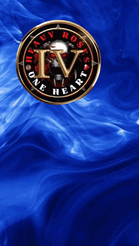 A Logo For Heavy Roses Iv One Heart On A Blue Background GIF