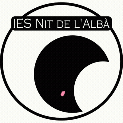 A Logo For Ies Nit De L' Alba Has A Pink Heart In The Center GIF