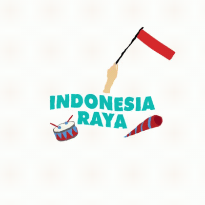 A Logo For Indonesia Raya With A Drum And Confetti GIF