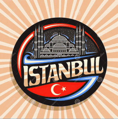 A Logo For Istanbul With A Mosque And A Star GIF