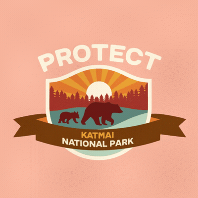 A Logo For Katmai National Park Shows A Bear And A Baby Bear GIF