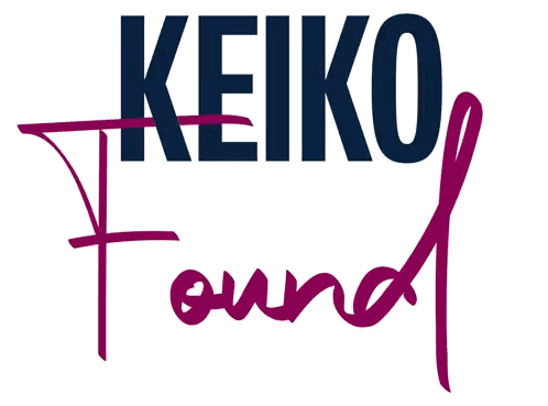 A Logo For Keiko Found In Blue And Purple On A White Background Sticker