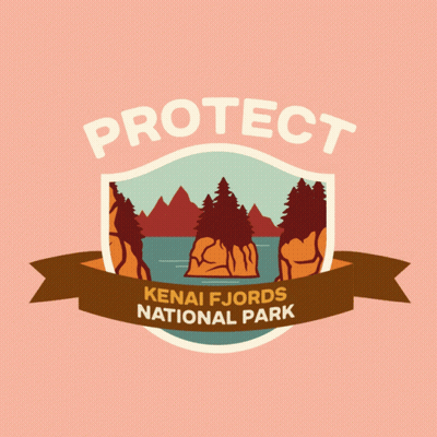 A Logo For Kenai Fjords National Park With A Shield GIF
