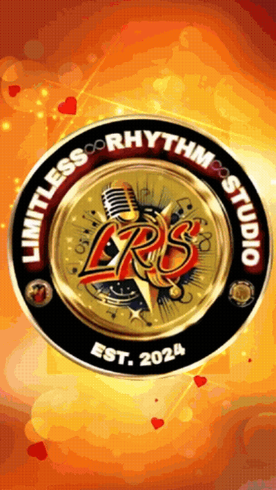 A Logo For Limitless Rhythm Studio Shows A Microphone GIF