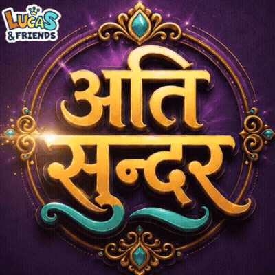 A Logo For Lucas & Friends Shows A Purple Background And Gold Letters GIF