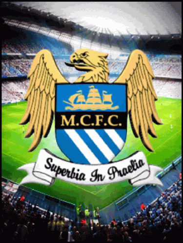A Logo For M.c.f.c. With An Eagle On Top GIF