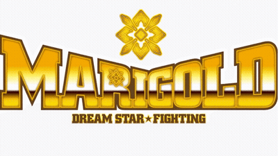 A Logo For Marigold Dream Star Fighting Has A Flower On It GIF