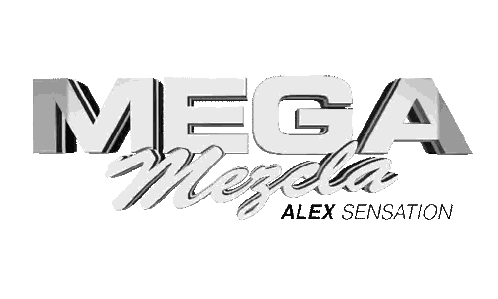 A Logo For Mega Mezcla Alex Sensation Is Displayed On A White Background Sticker