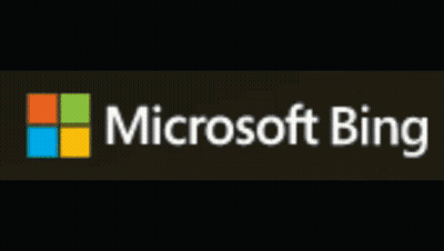 A Logo For Microsoft Bing Is Shown On A Dark Background GIF