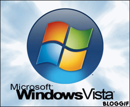 A Logo For Microsoft Windows Vista Is Shown On A Blue Background GIF