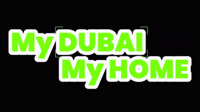 A Logo For My Dubai My Home With A Black Background GIF