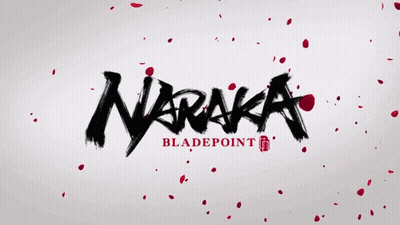 A Logo For Naraka Bladepoint With Red Petals Falling Around It GIF