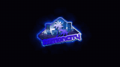 A Logo For Nationality With Palm Trees And Buildings GIF