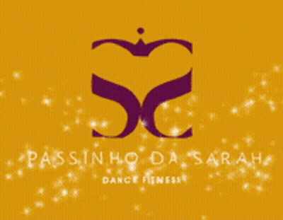 A Logo For Passinho Da Sarah Dance Fitness Is Displayed On A Yellow Background GIF