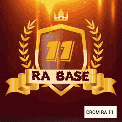 A Logo For Ra Base With A Crown On Top GIF